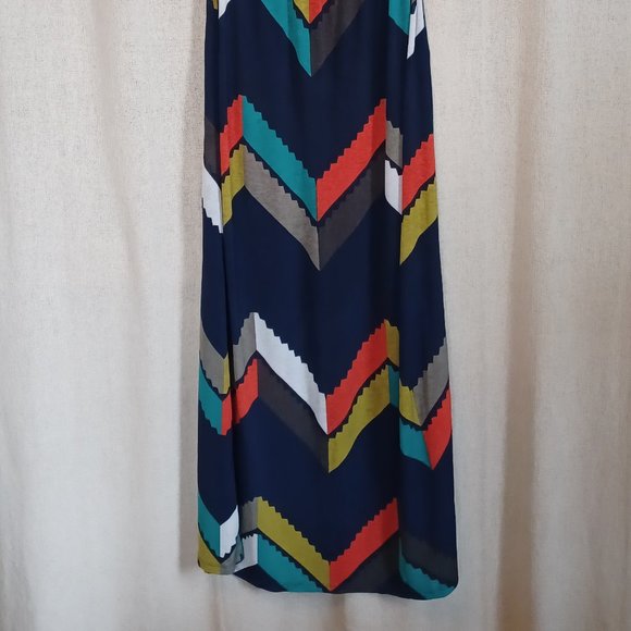 Graphic Color Block Strapless Maxi Dress Size L - Picture 2 of 6